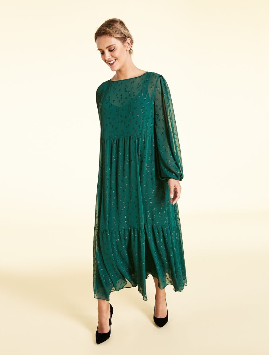 MARINA RINALDI Long lurex fil coupe dress