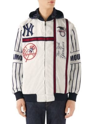 GUCCI New York Yankees Striped Bomber Jacket