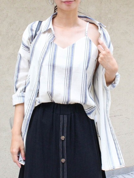 MODE ROBE MODE ROBE  / モードローブ ストライプキャミ＆シャツセット