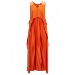 HUGO BOSS Layered crepe maxi dress with plissé skirt