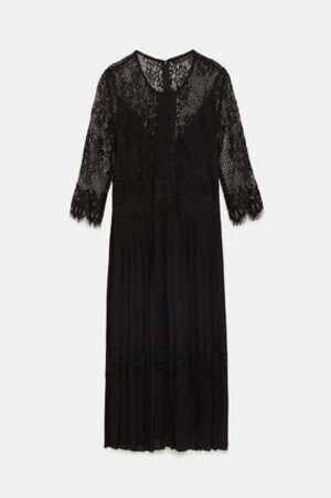 ZARA プリーツ入りコントラスト生地ワンピース