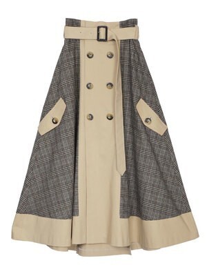 AMERI VINTAGE CHECK TRENCH SKIRT