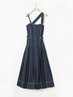 CASA FLINE フロントホックデニムロングワンピース