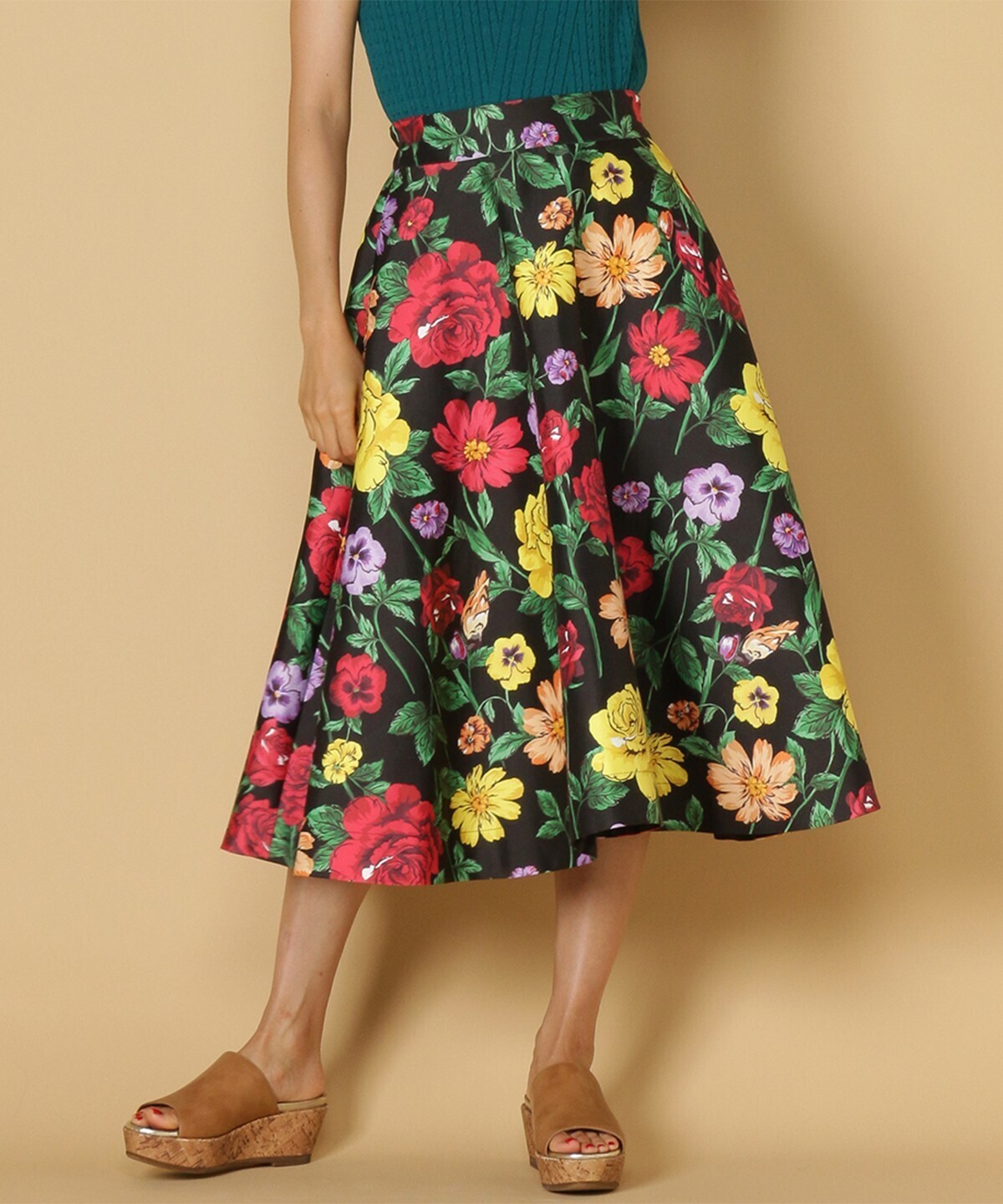 And Couture ビックローズボタニカルフレアスカート65丈