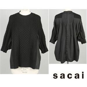 sacai BUYMA｜18AW sacai バック シャツ ニット プルオーバー ブラック 国内発 37582066