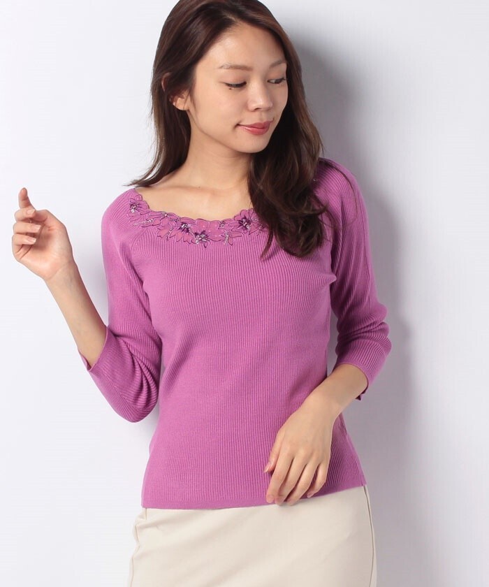 Apuweiser-riche モールビジュー刺繍ニット