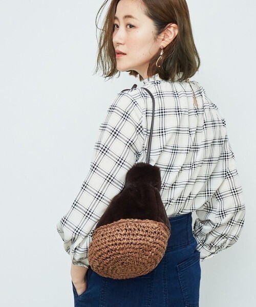 ROPE' PICNIC チェックシャーリングブラウス