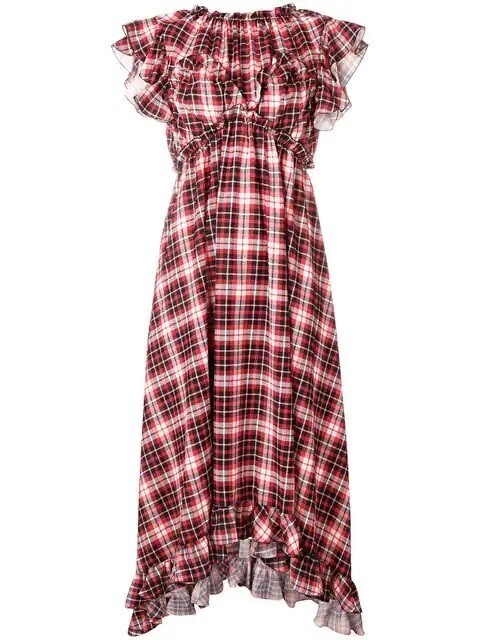 MSGM チェック ラッフル ワンピース