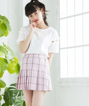 WEGO チェックプリーツミニスカート