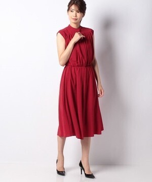 allureville ポリエステルシフォンギャザーワンピース