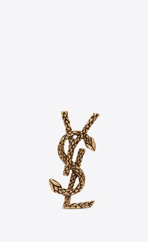 SAINT LAURENT PARIS SNAKE MONOGRAM BROOCH