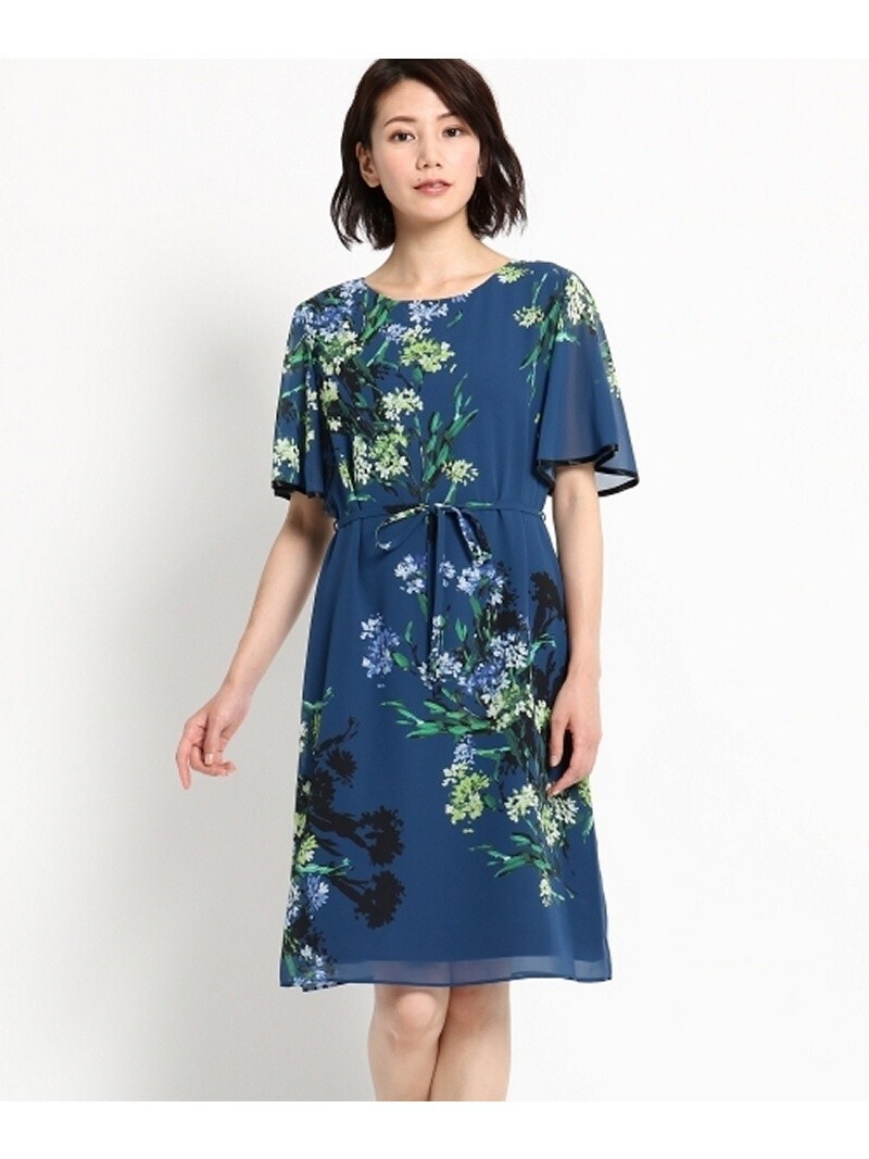 SunaUna 【洗える】フラワーシフォンワンピース