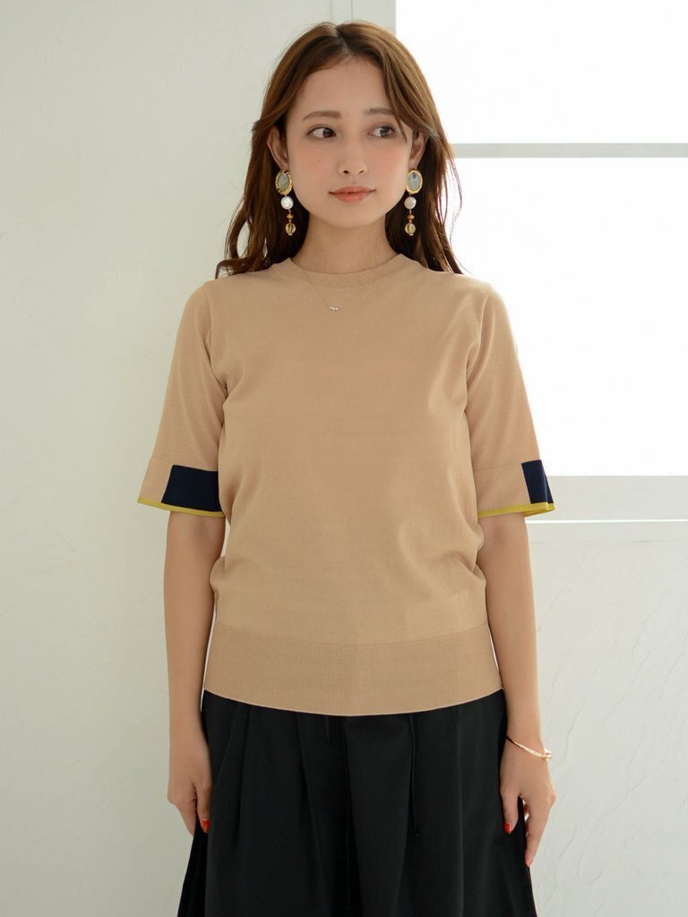 COHINA 袖ポイント薄手ニット