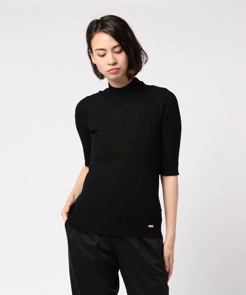BLUE LABEL モックネック　5分袖ニットプルオーバー