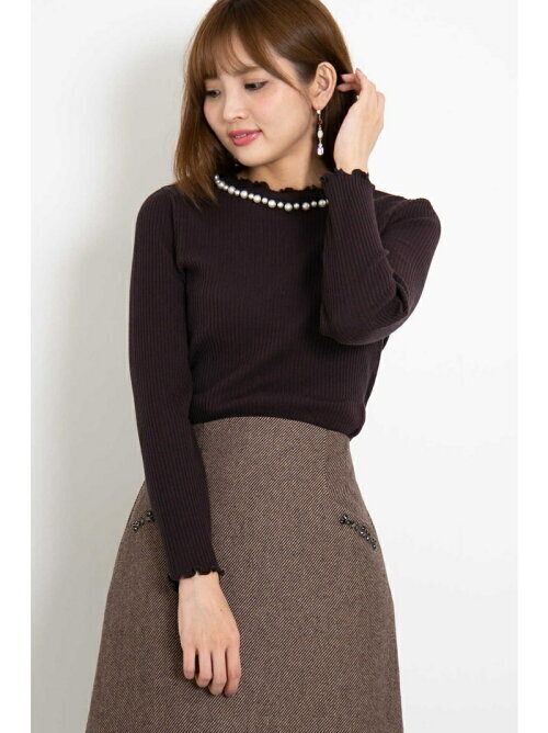 PROPORTION BODY DRESSING フルッフィーリブⅡパールフリルスタンドカットソー
