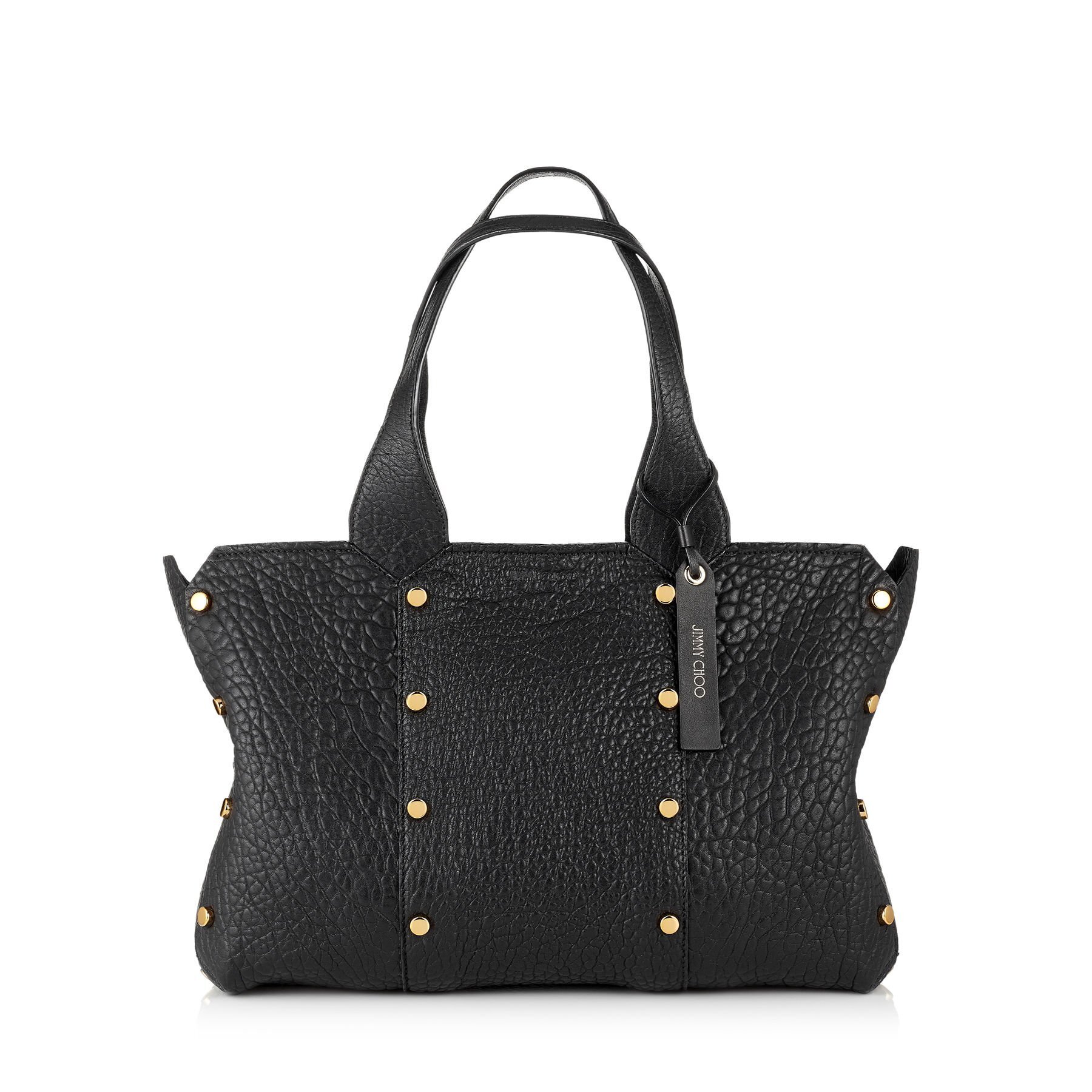 JIMMY CHOO Black グレイニーレザー・スモールトートバッグ