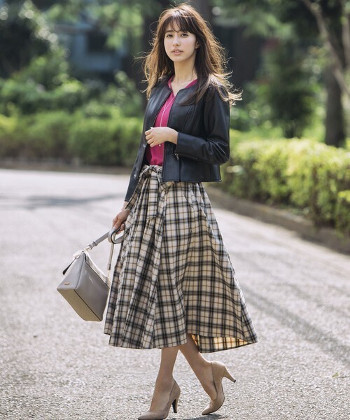 MEW'S REFINED CLOTHES リボン付チェックミモレ
