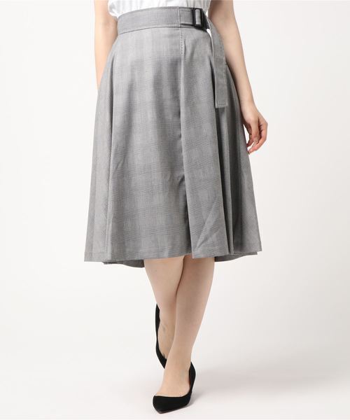 LAISSE PASSE グレンチェックミディースカート
