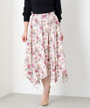 MEW'S REFINED CLOTHES 花柄イレヘムミモレスカート