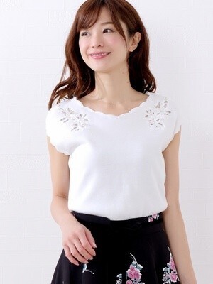 MISCH MASCH スカラップカットワーク刺繍ニット