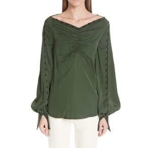 ADEAM Button Detail Top Jade Green
