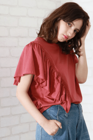&g’aime アシメフリルTシャツ (988-62158)