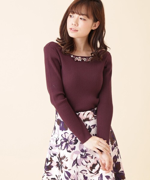 PROPORTION BODY DRESSING かさ付きラウンドビーズリブニット