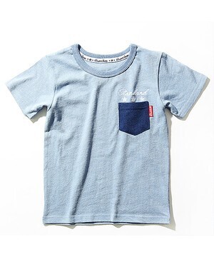 devirock ポケット付カットデニムワンポイント刺繍半袖Tシャツ