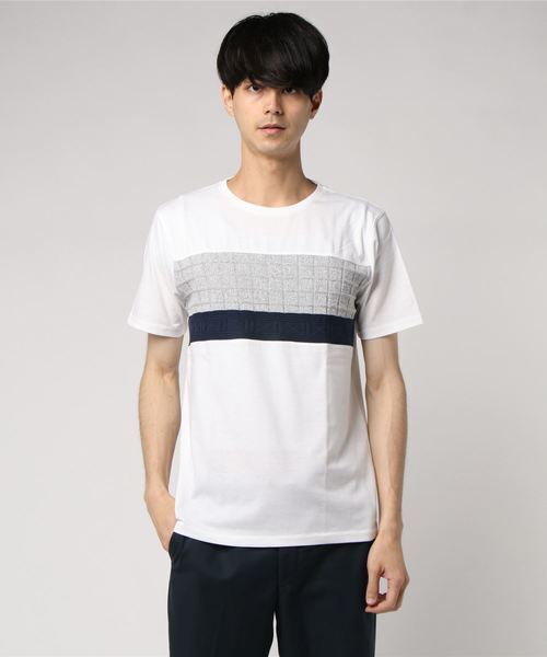 ikka ikka 格子ニット切替Tシャツ