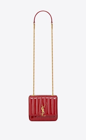 SAINT LAURENT PARIS VICKY SMALL IN MATELASSÉ PATENT LEATHER