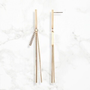 Grosse Glace Crystal Bars ロングバーピアス ゴールド