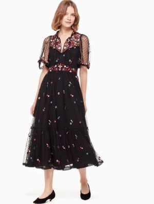kate spade new york camelia embroidered midi dress
