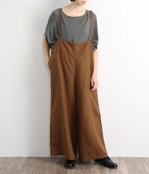 Cassure リネンワイドサロペットパンツ
