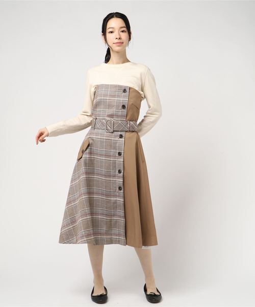 WILLSELECTION チェックMIXベアワンピース
