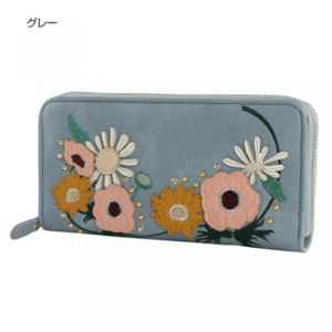 FLAPPER お花アップリケ長財布