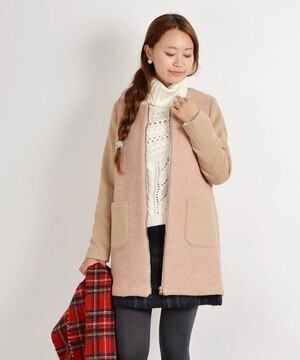 Khaju ノーカラージップコート