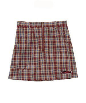 Candy Stripper HALF ZIP CHECK SKIRT