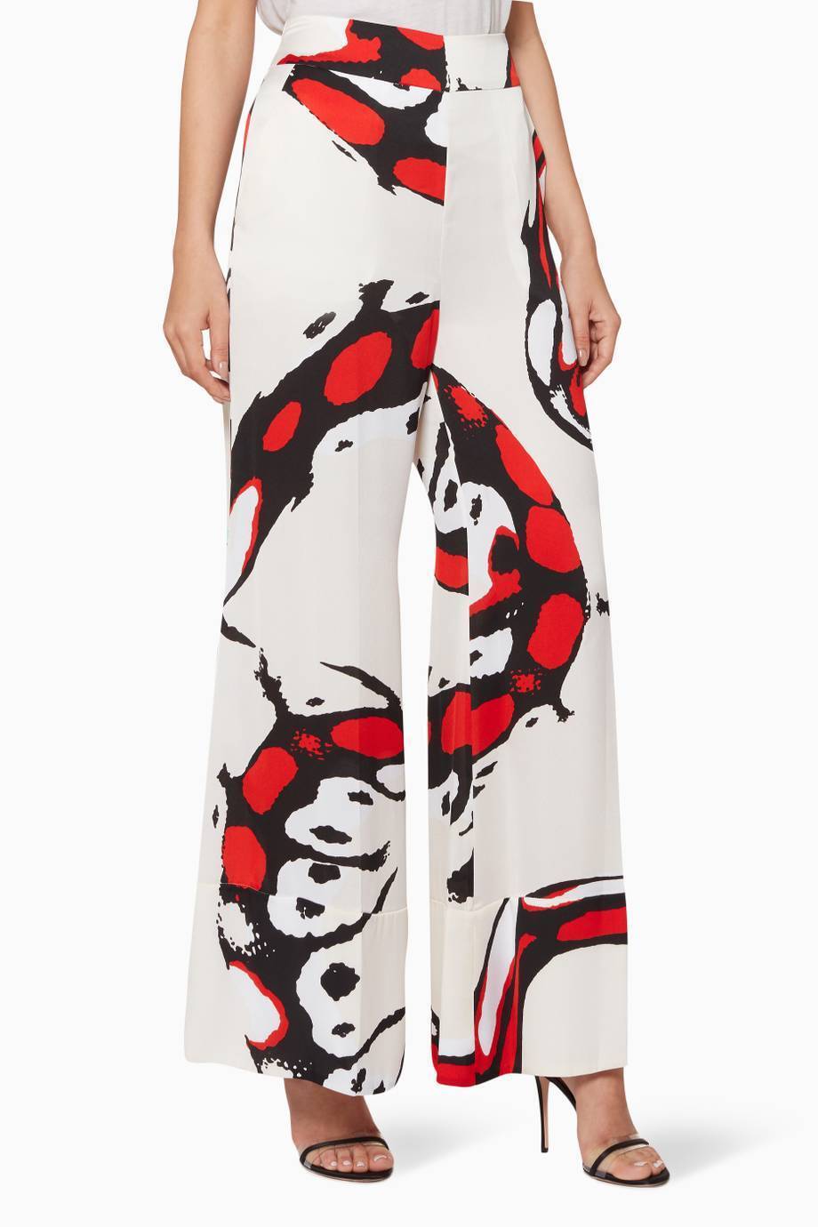 BY MALENE BIRGER LIvory Printed Ladrolle Wide-Leg Pants