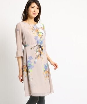 SunaUna シアースリーブフラワープリントワンピース