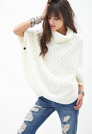 FOREVER21 ケーブルニットポンチョ