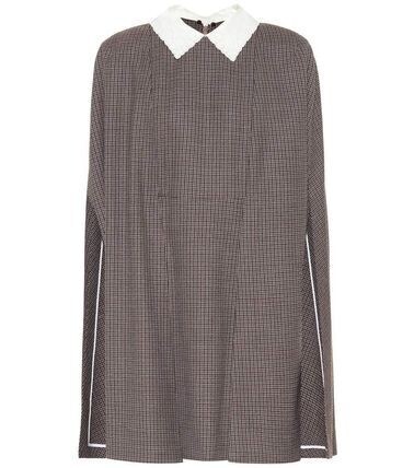 FENDI 刺繍入りホワイトカラー・チェック柄ケープドレス