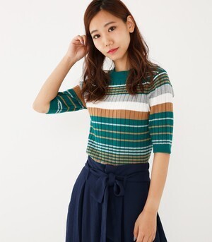 Avan Lily マルチボーダーニットPO
