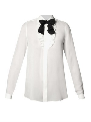 SAINT LAURENT PARIS Ruffle-placket silk shirt