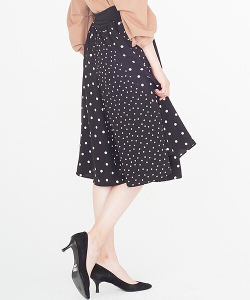 ketty ポリエステルデシンドット切り替えスカート