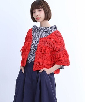 merlot クロシェフリンジカーディガン