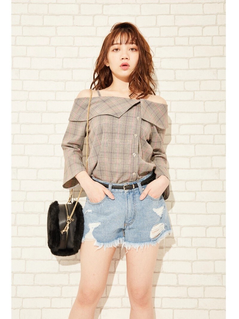 CECIL McBEE オフショルチェックシャツ
