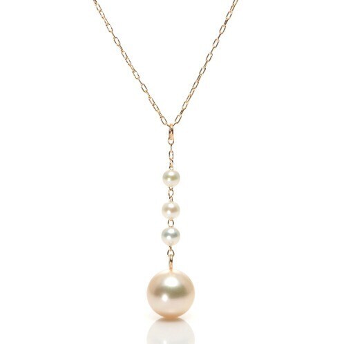 perlagione １４Ｋ アコヤパール＆ベビーアコヤパール Ｙデザインネックレス