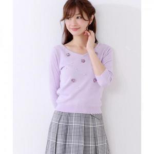 MISCH MASCH 袖リブビジュー装飾ニット