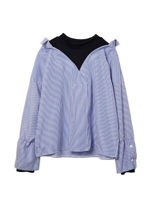 frunco ストライプオフショルレイヤードトップス