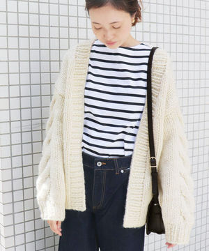 SLOBE IENA ハンドケーブルニットカーディガン
